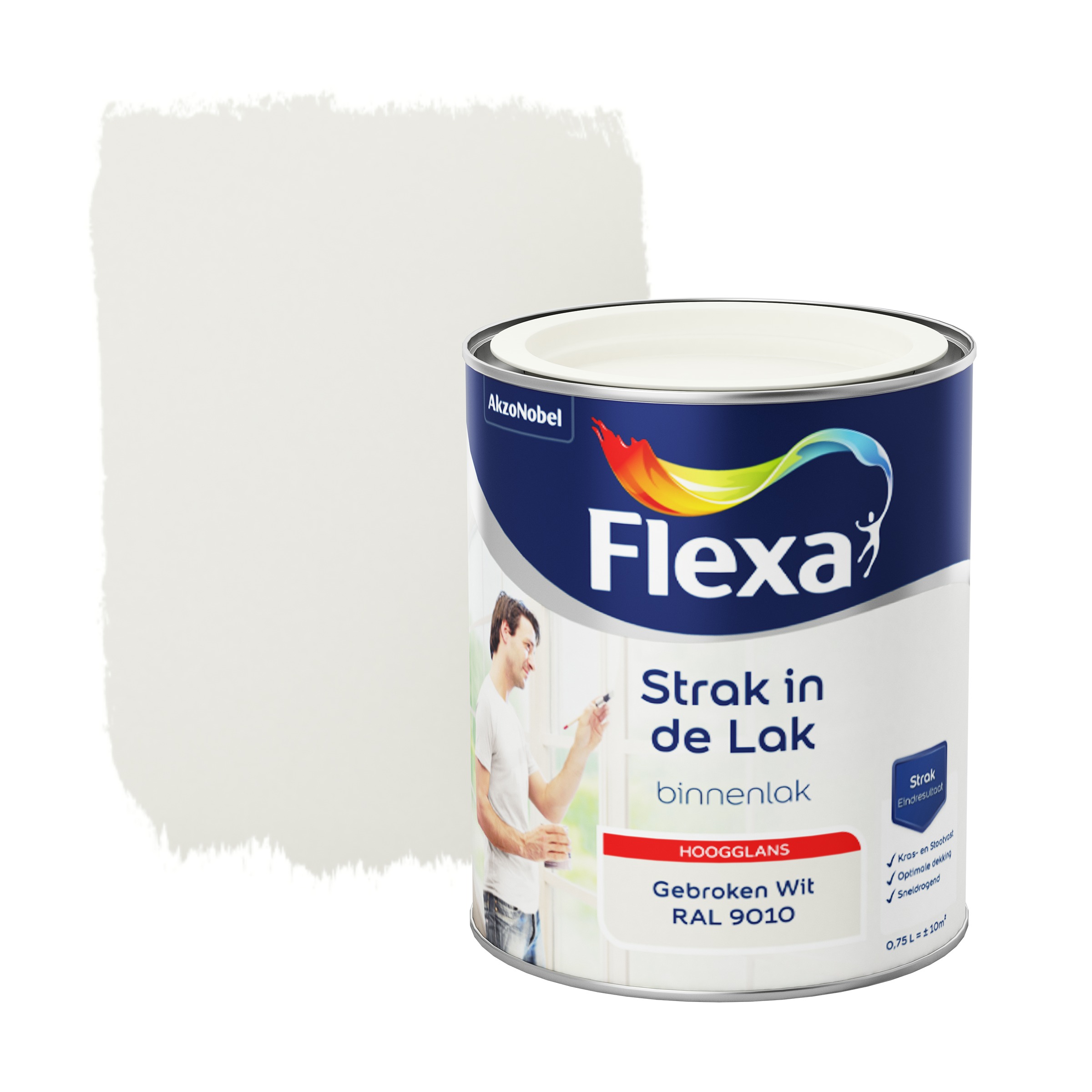 Flexa Strak In De Lak Voor Binnen Ral 9010 Gebroken Wit Hoogglans 750 Ml flexa kopen in de aanbieding