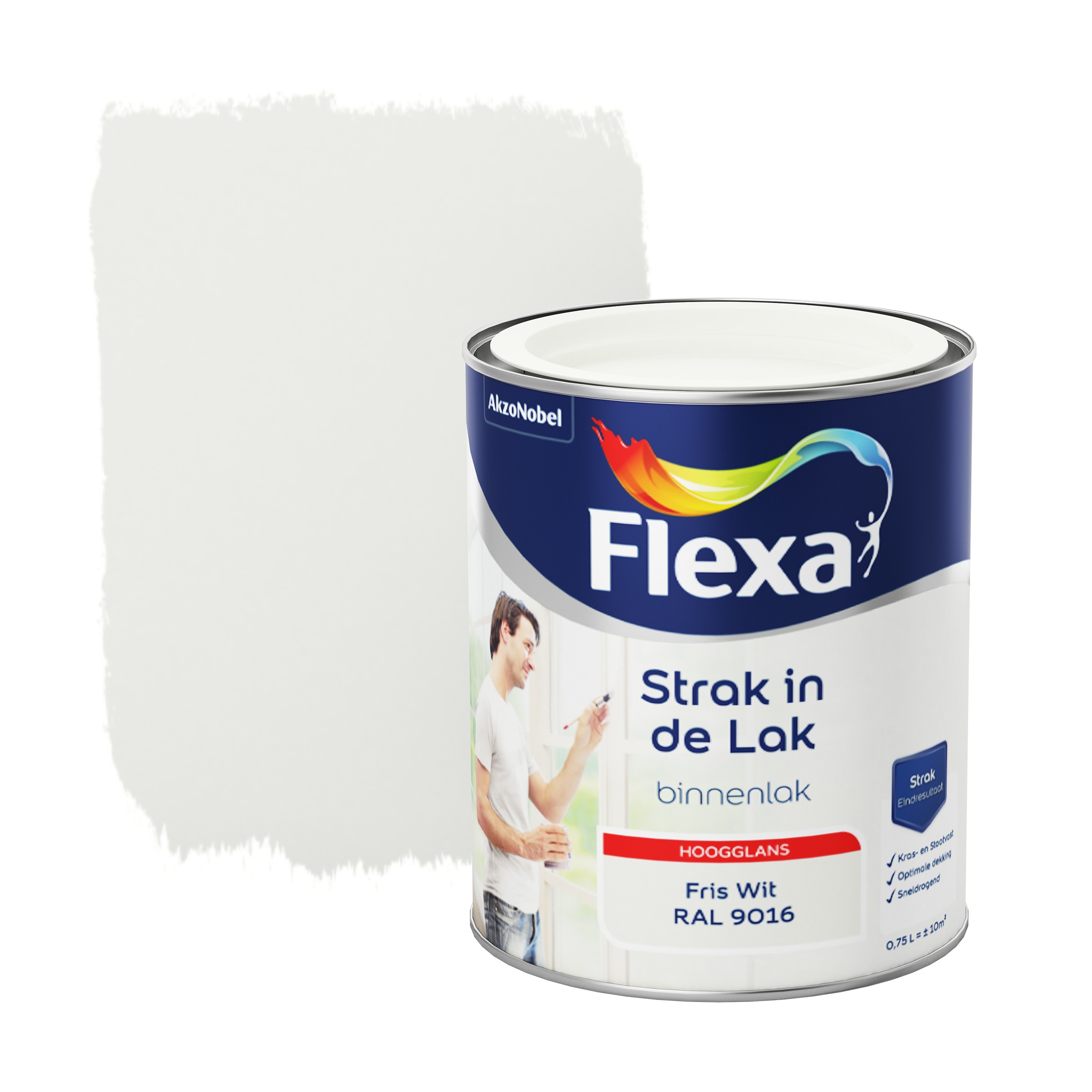 Flexa Strak In De Lak Voor Binnen Ral 9016 Friswit Hoogglans 750 Ml flexa kopen in de aanbieding
