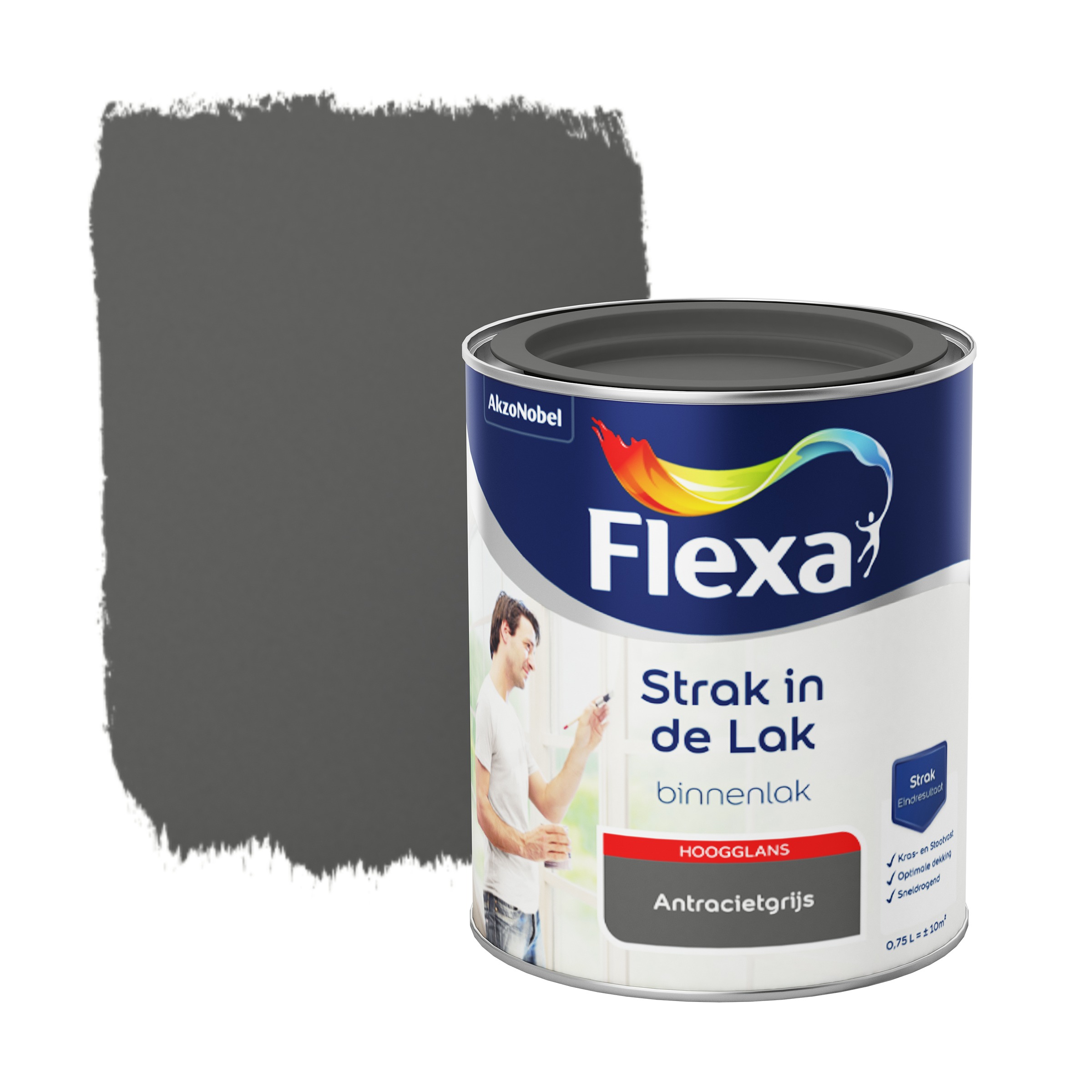 Flexa Strak In De Lak Voor Binnen Antraciet Grijs Hoogglans 750 Ml flexa kopen in de aanbieding
