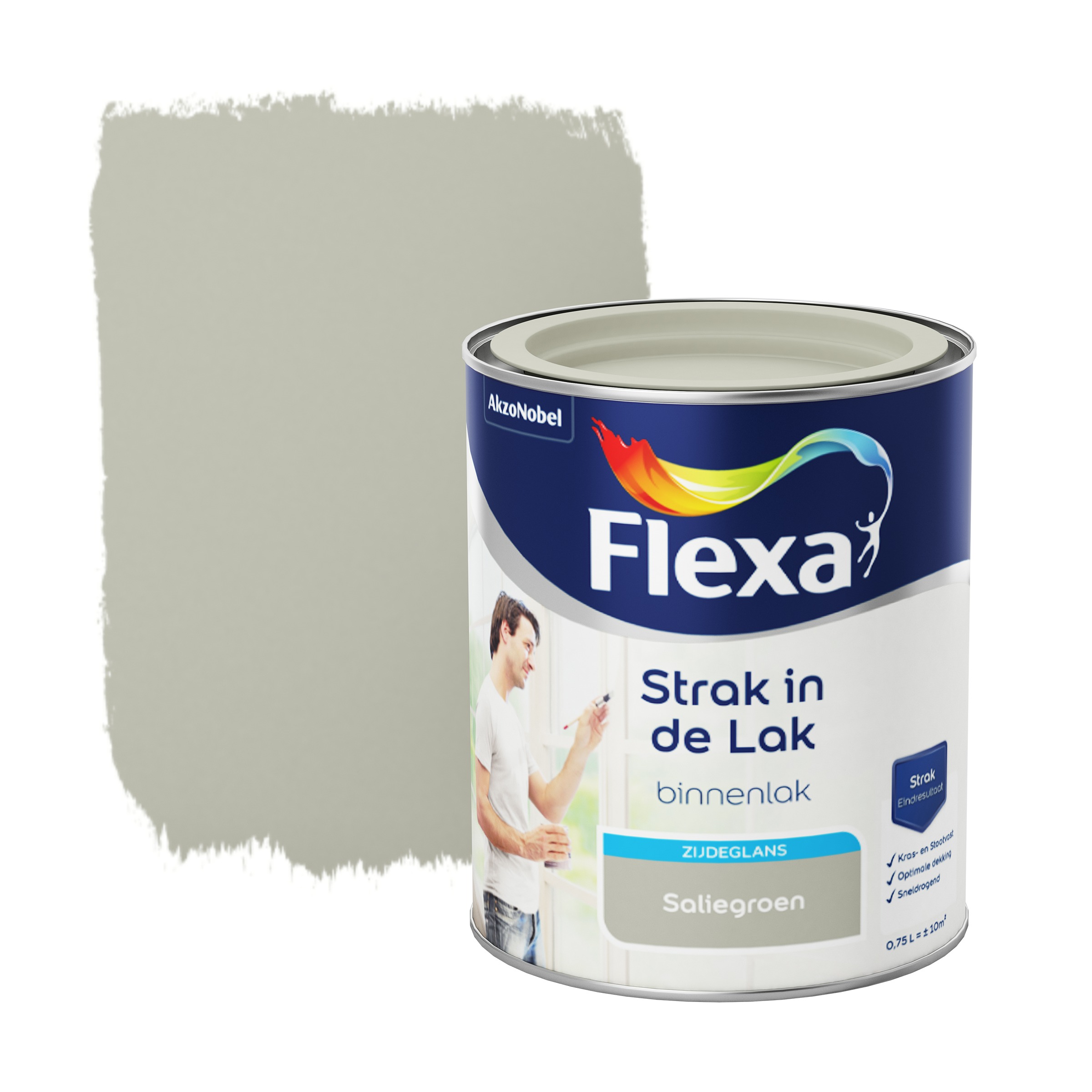 Flexa Strak In De Lak Voor Binnen Saliegroen Zijdeglans 750 Ml flexa kopen in de aanbieding