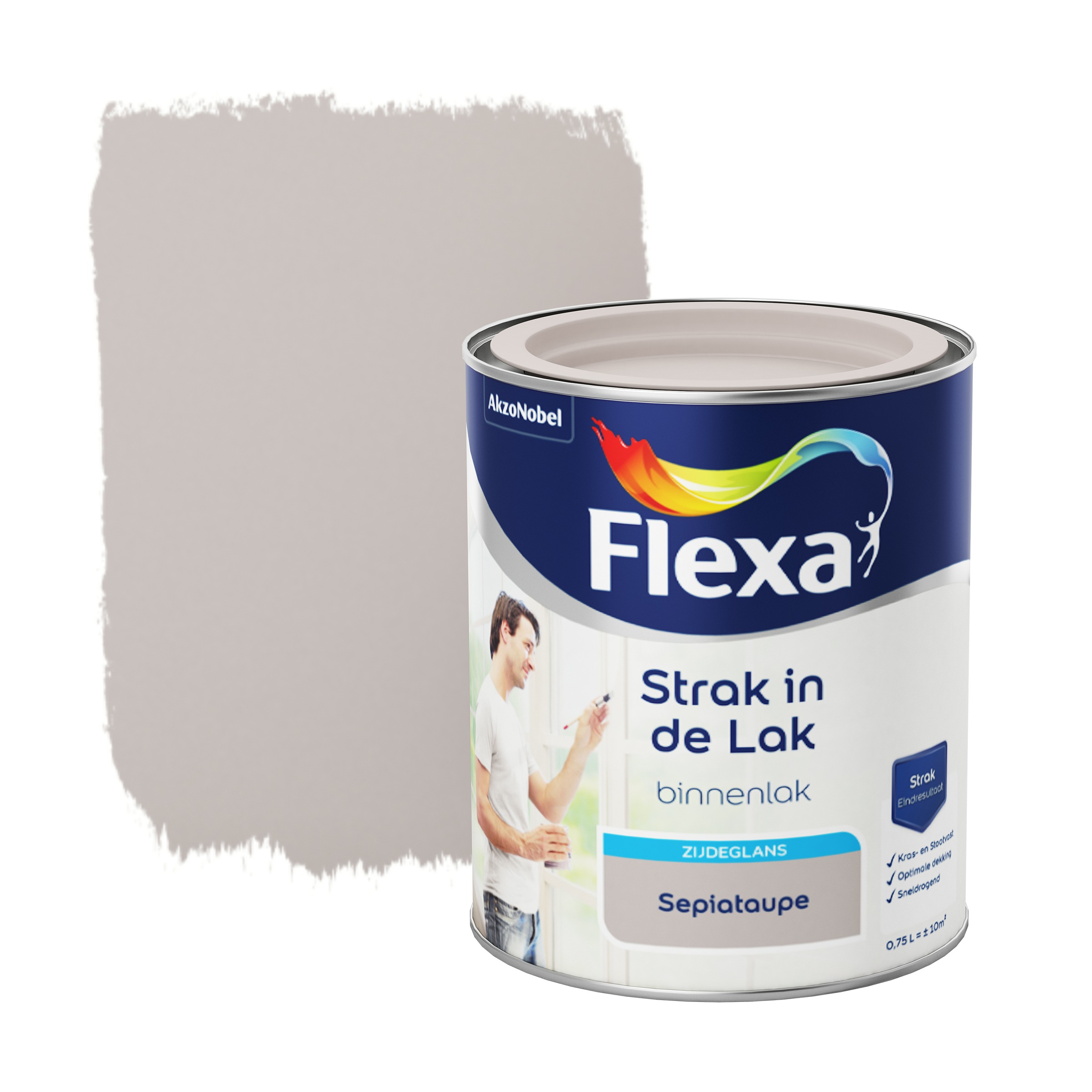 Flexa Strak In De Lak Voor Binnen Sepiataupe Zijdeglans 750 Ml flexa kopen in de aanbieding