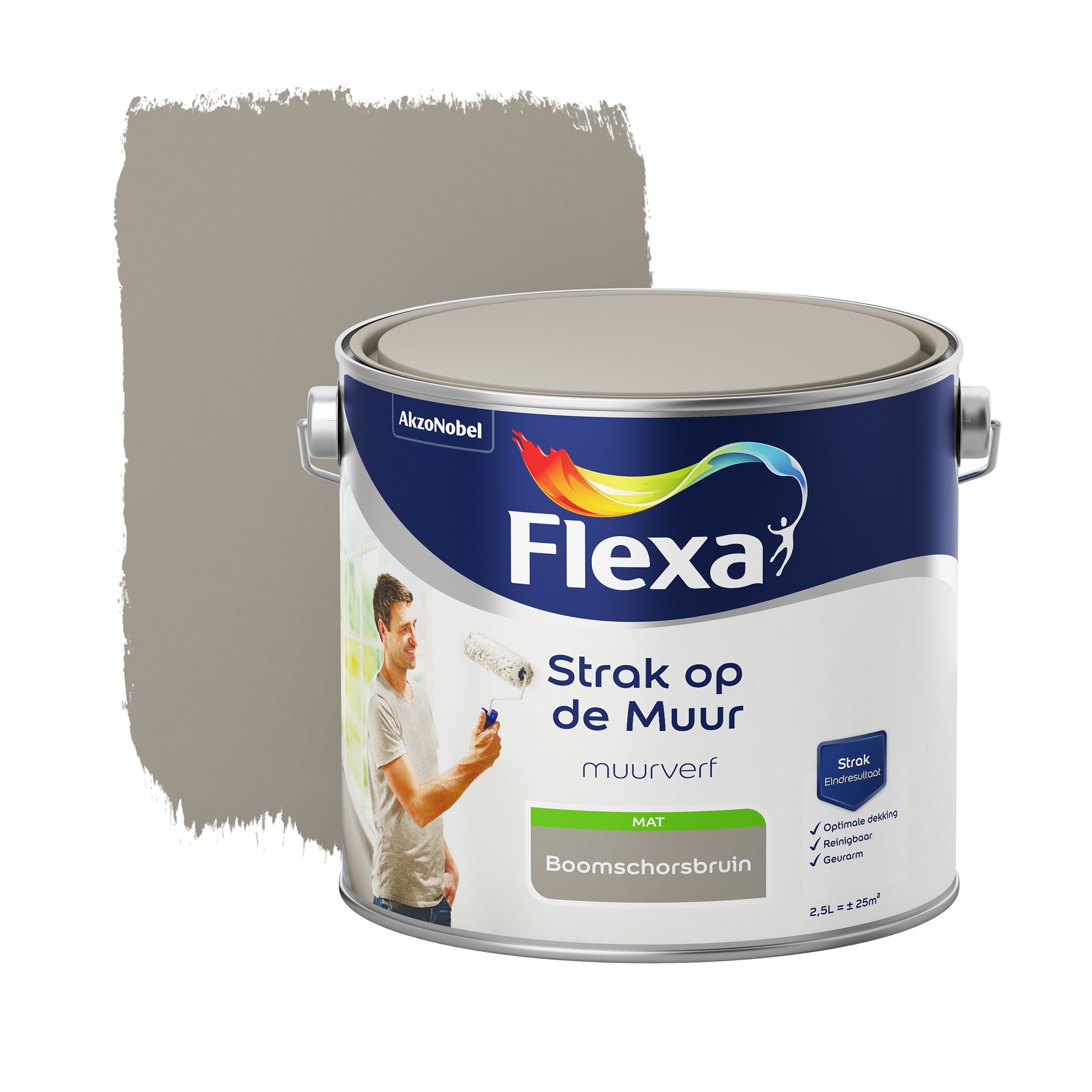 Flexa Strak Op De Muur Schorsbruin Mat 25 Liter flexa kopen in de aanbieding