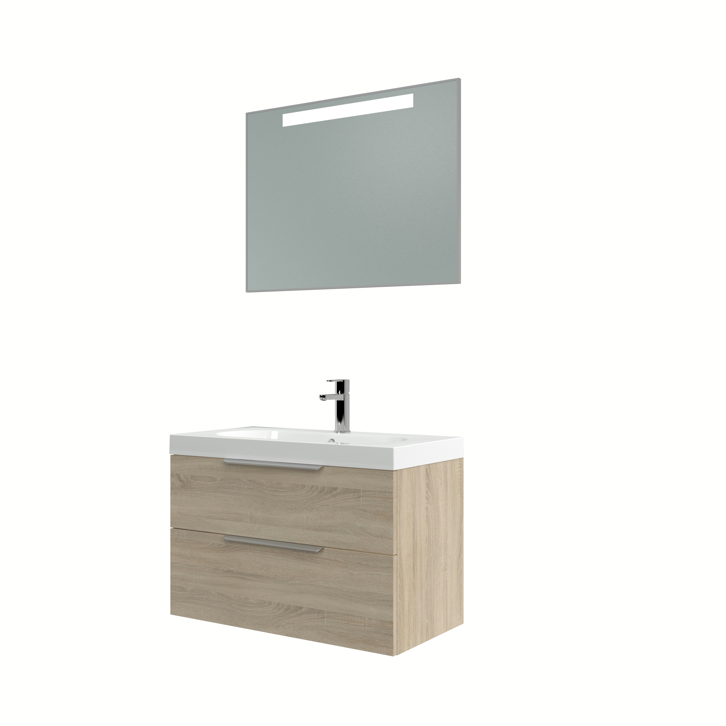 Bruynzeel Muza Badmeubelset Met Spiegel Eiken Grijs 80 bruynzeel kopen in de aanbieding