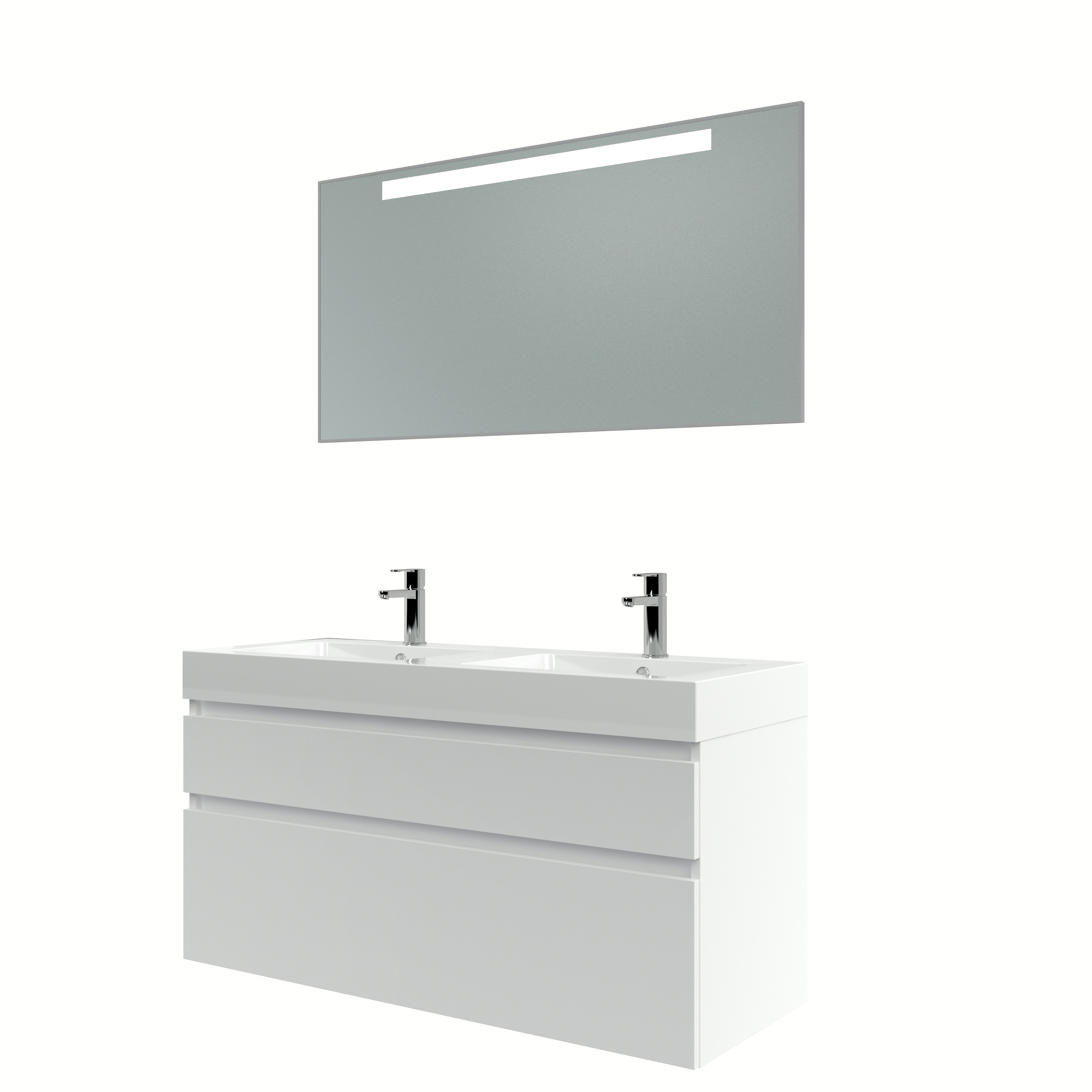 Bruynzeel Monta Badmeubelset Met Spiegel Dubbel Hoogglans Wit 120 bruynzeel kopen in de aanbieding