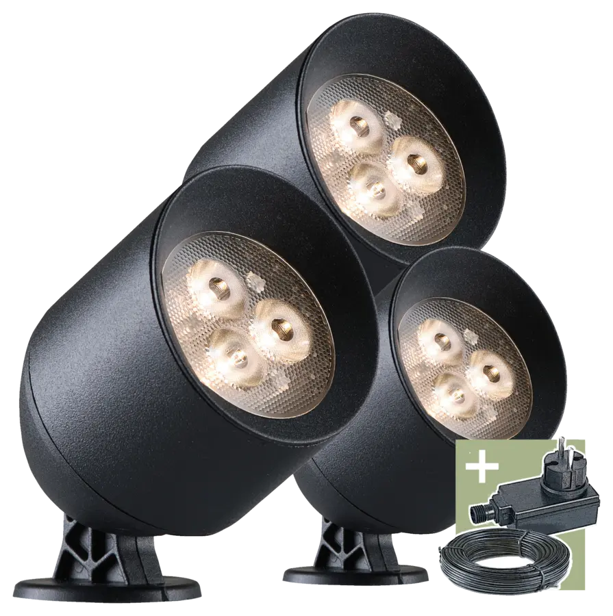 Ludeco tuinspot Laros startersset zwart 3 stuks