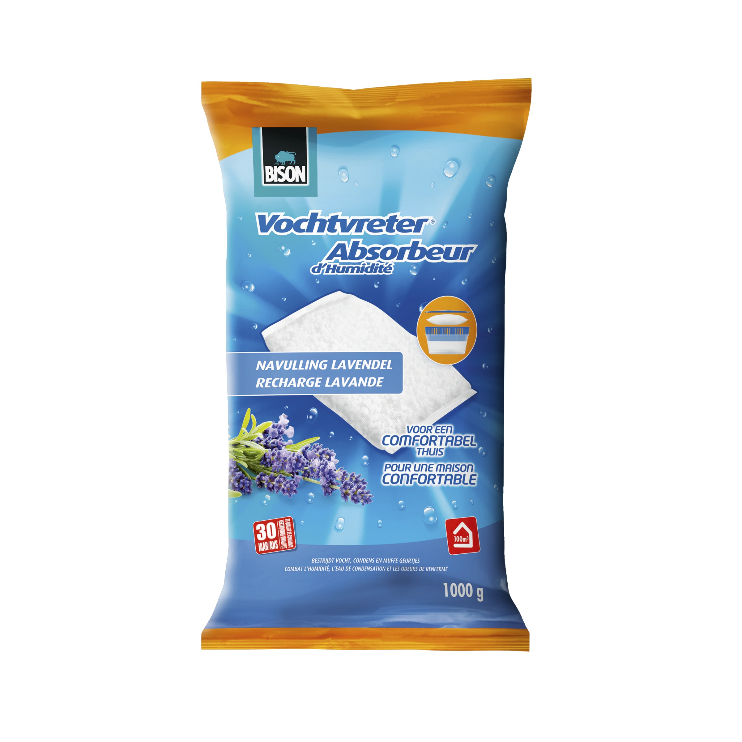 Bison Air Max Vochtvreter Navulling Lavendel 1 Kg bison kopen in de aanbieding