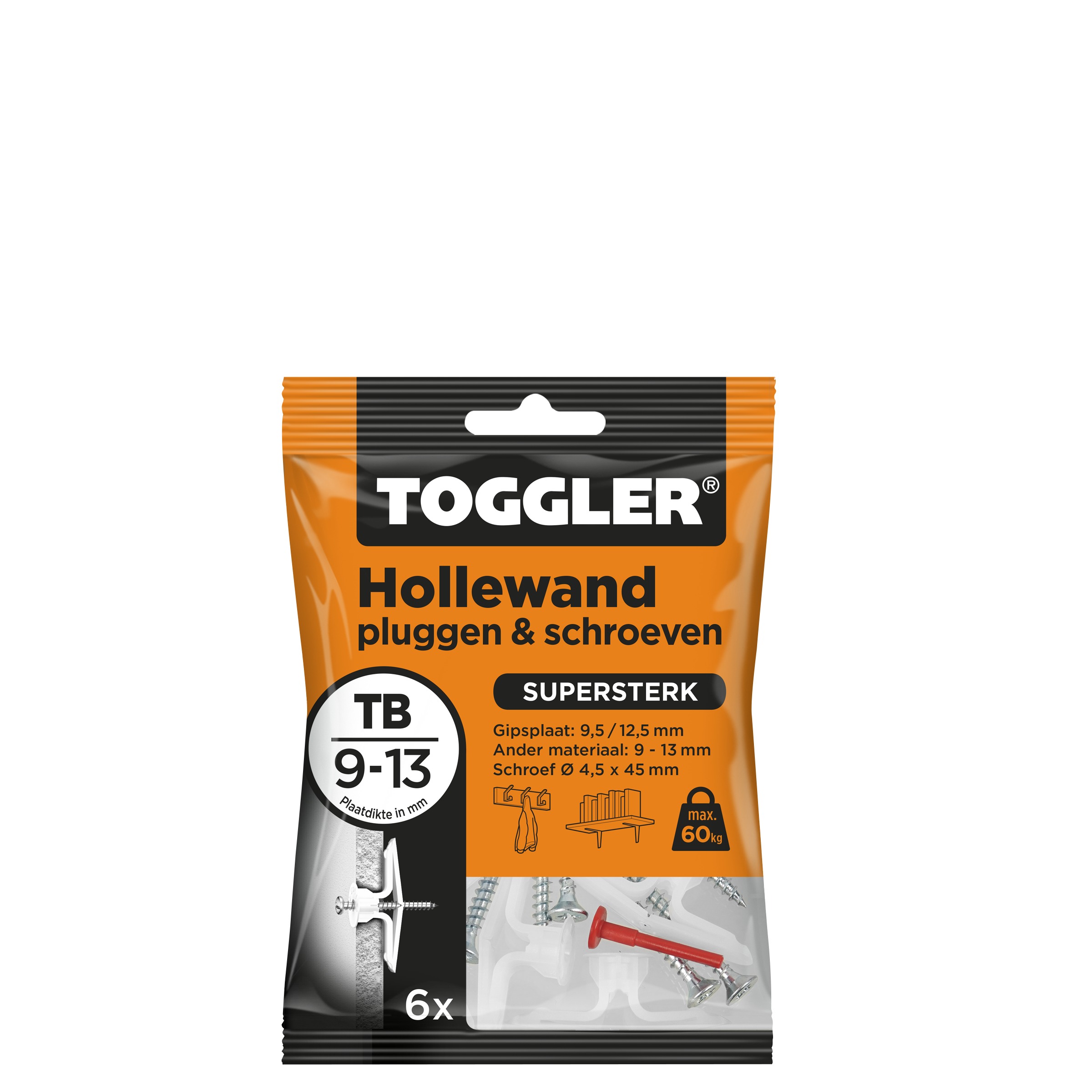 Toggler Hollewandplug Tb 6 Met Schroeven 6 Stuks toggler kopen in de aanbieding