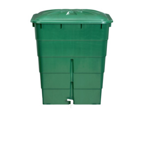 Garantia regenton rechthoekig 300L groen kunststof 80 x 80 x 92 cm met kraantje en vulautomaat