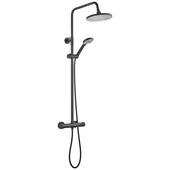 Atlantic regendoucheset Asher met handdouche 3 standen en thermostaatkraan zwart - hartafstand kraan 15 cm
