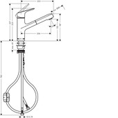 Hansgrohe keukenkraan Focus M43 met hendel en uittrekbare sproeikop Chroom 150