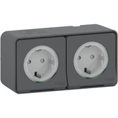 Gamma Schneider Electric Mureva Styl wandcontactdoos 2-voudig horizontaal IP55 antraciet aanbieding