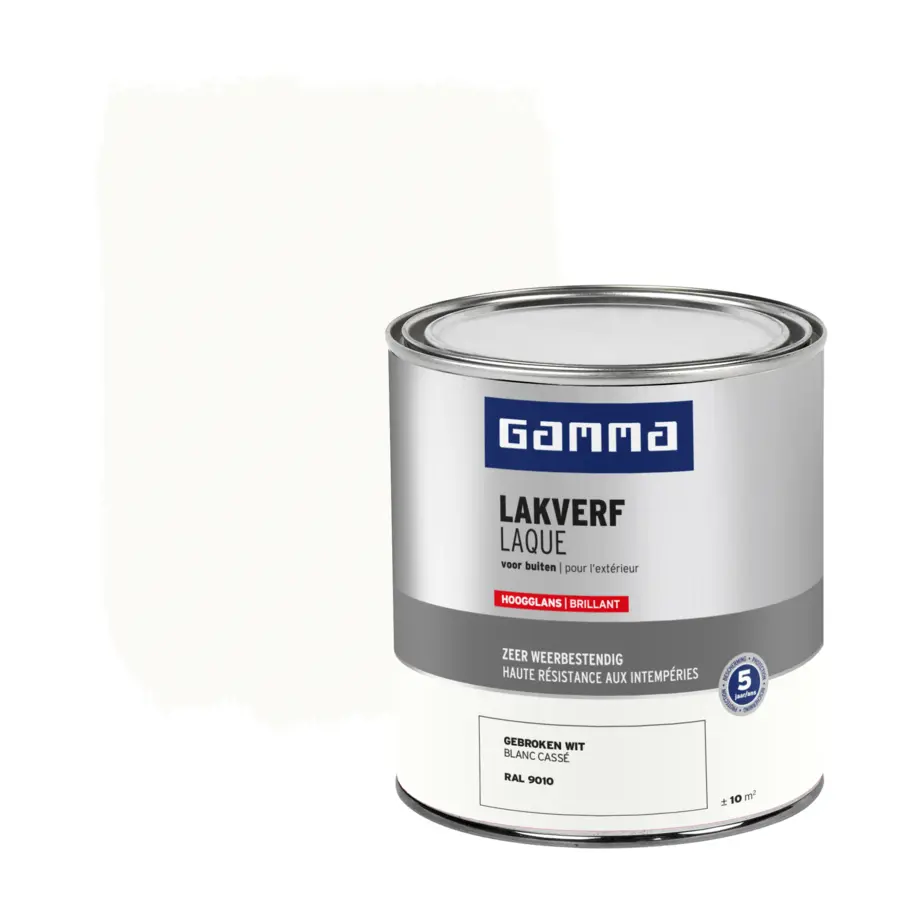 GAMMA buitenlak hoogglans RAL 9010 gebroken wit 750 ml