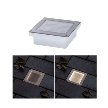 Paulmann 93775 grondinbouwlampenset solar inbouwspot box LED spot RVS set van 1 1x0,6W incl, 10 x 20 cm, roestvrij staal