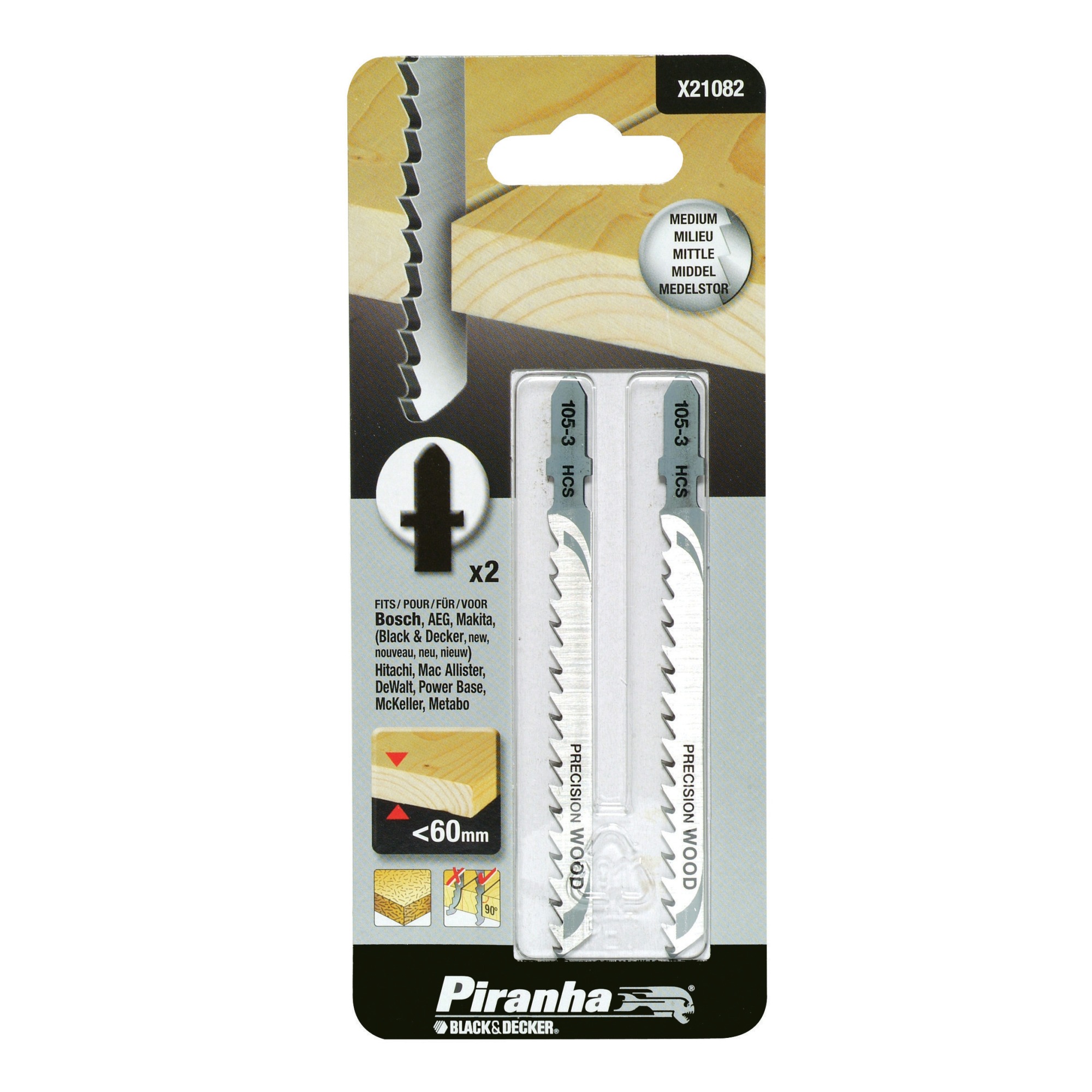 Piranha Decoupeerzaagblad Houtspaanplatenkunststoffijnrecht T Schacht 60 Mm X21082 piranha kopen in de aanbieding