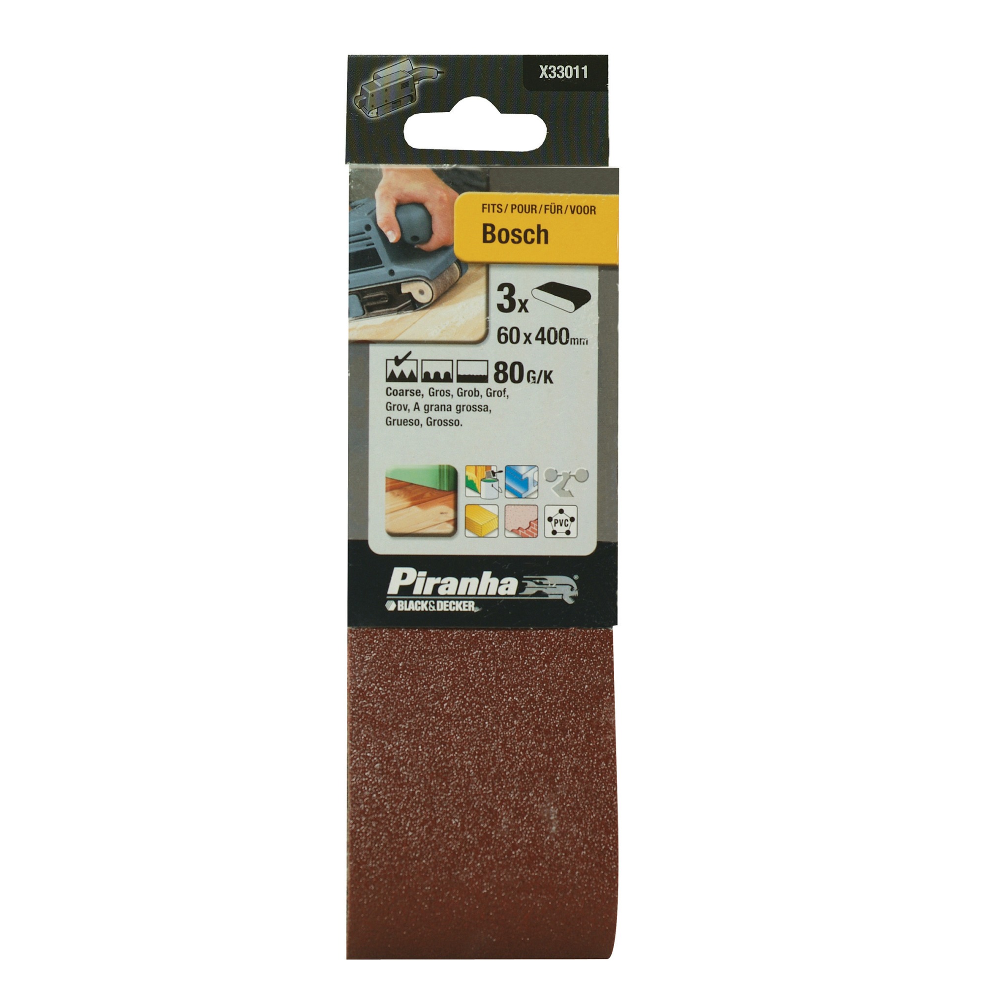 Piranha Schuurband K80 60X400 Mm 3 Stuks X33011 piranha kopen in de aanbieding