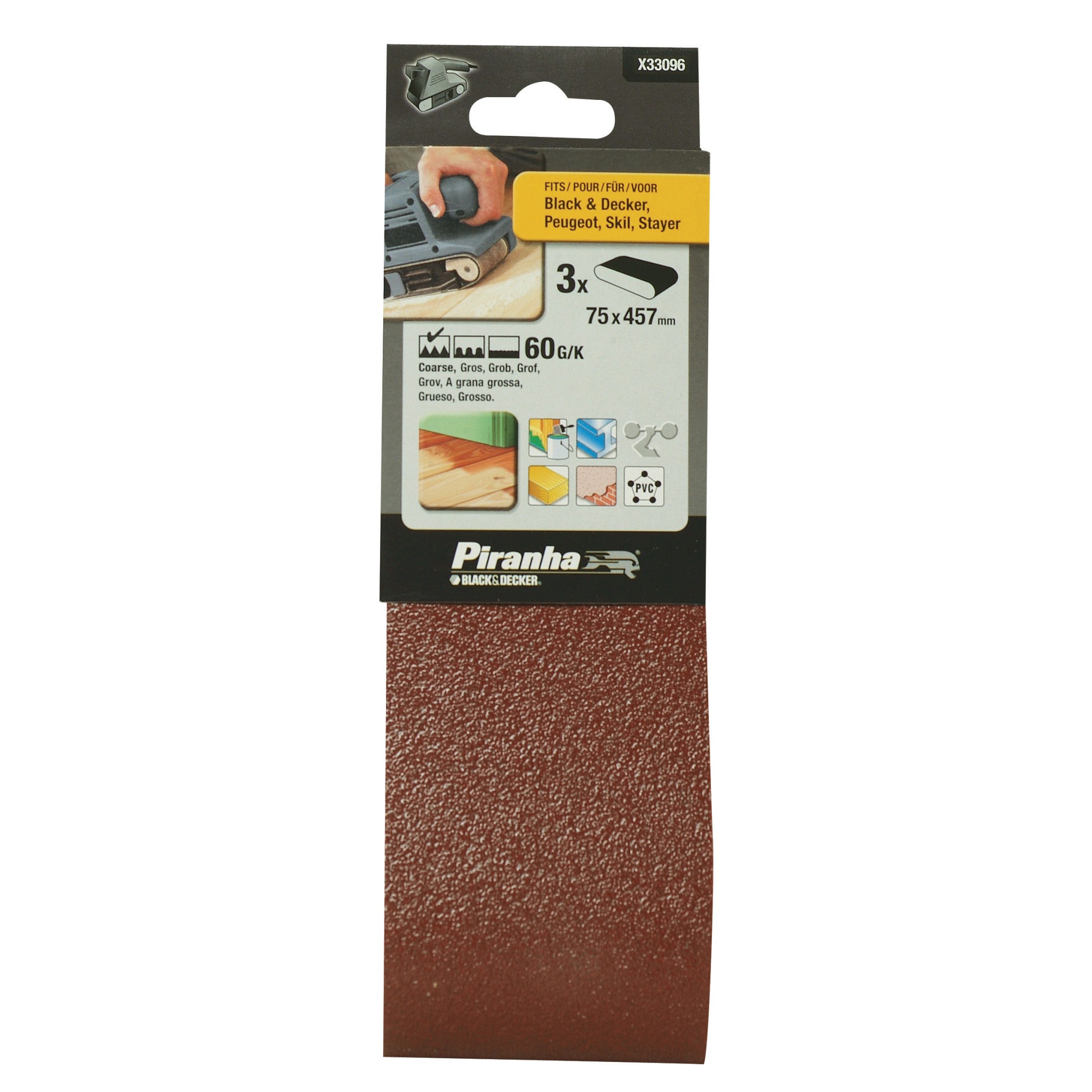 Piranha Schuurband K60 75X457 Mm 3 Stuks X33096 piranha kopen in de aanbieding