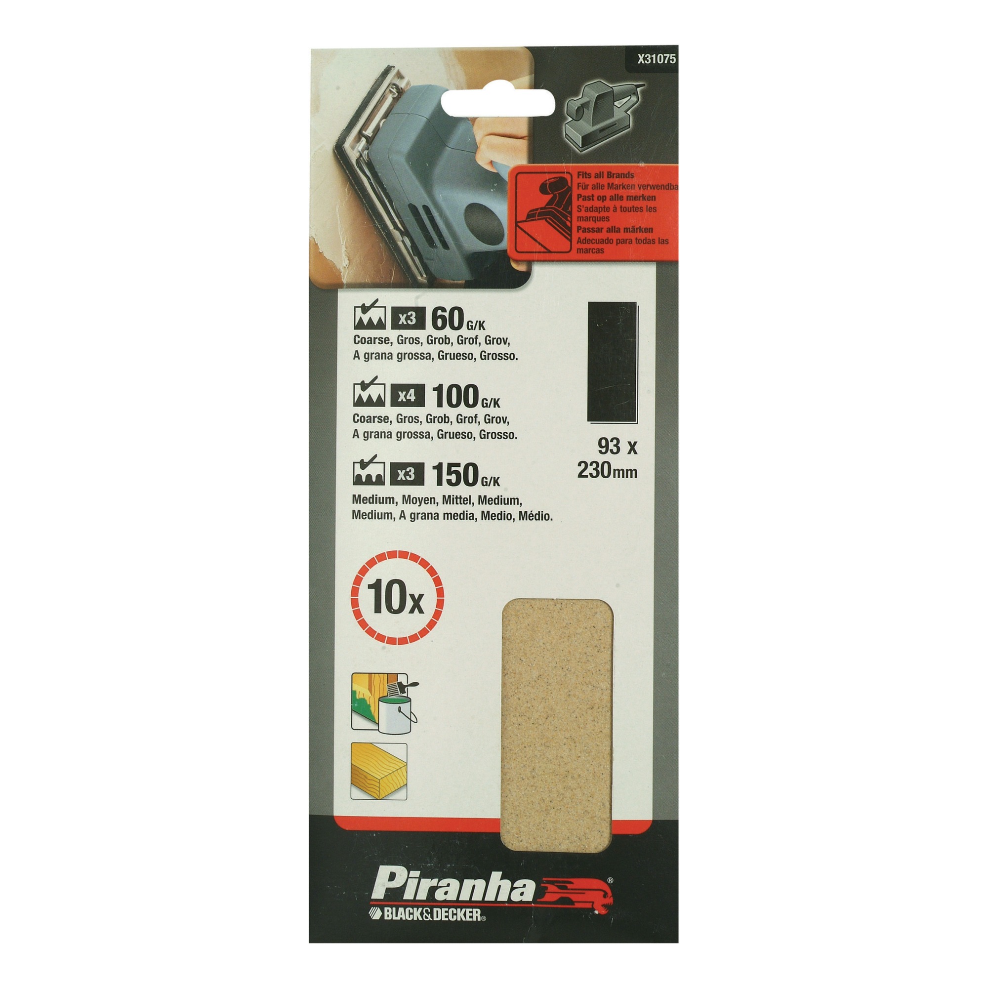 Piranha Schuurpapier K60 K100 En K150 93X230 Mm X31075 piranha kopen in de aanbieding