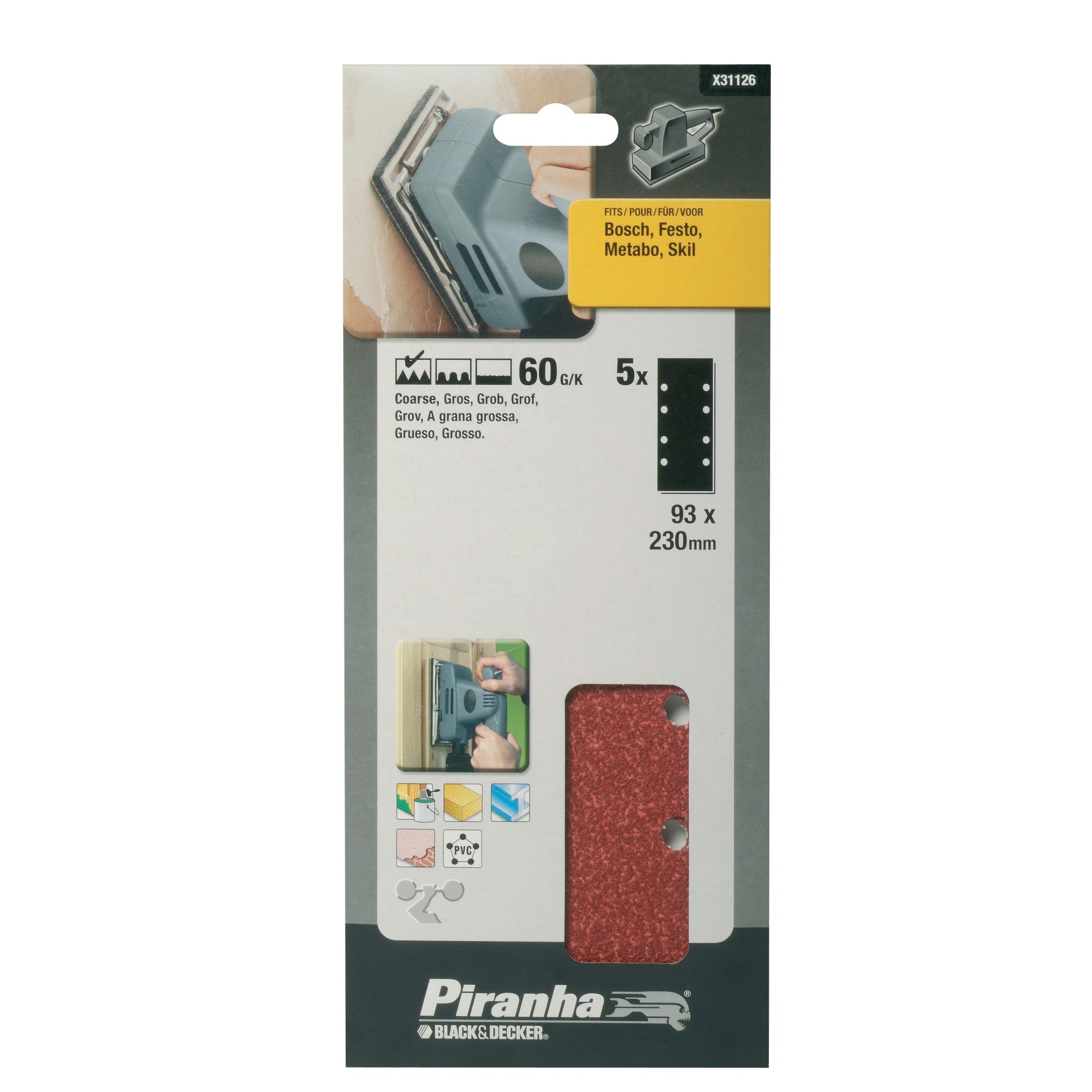 Piranha Schuurstrook K60 230X93 Mm 5 Stuks X31126 piranha kopen in de aanbieding