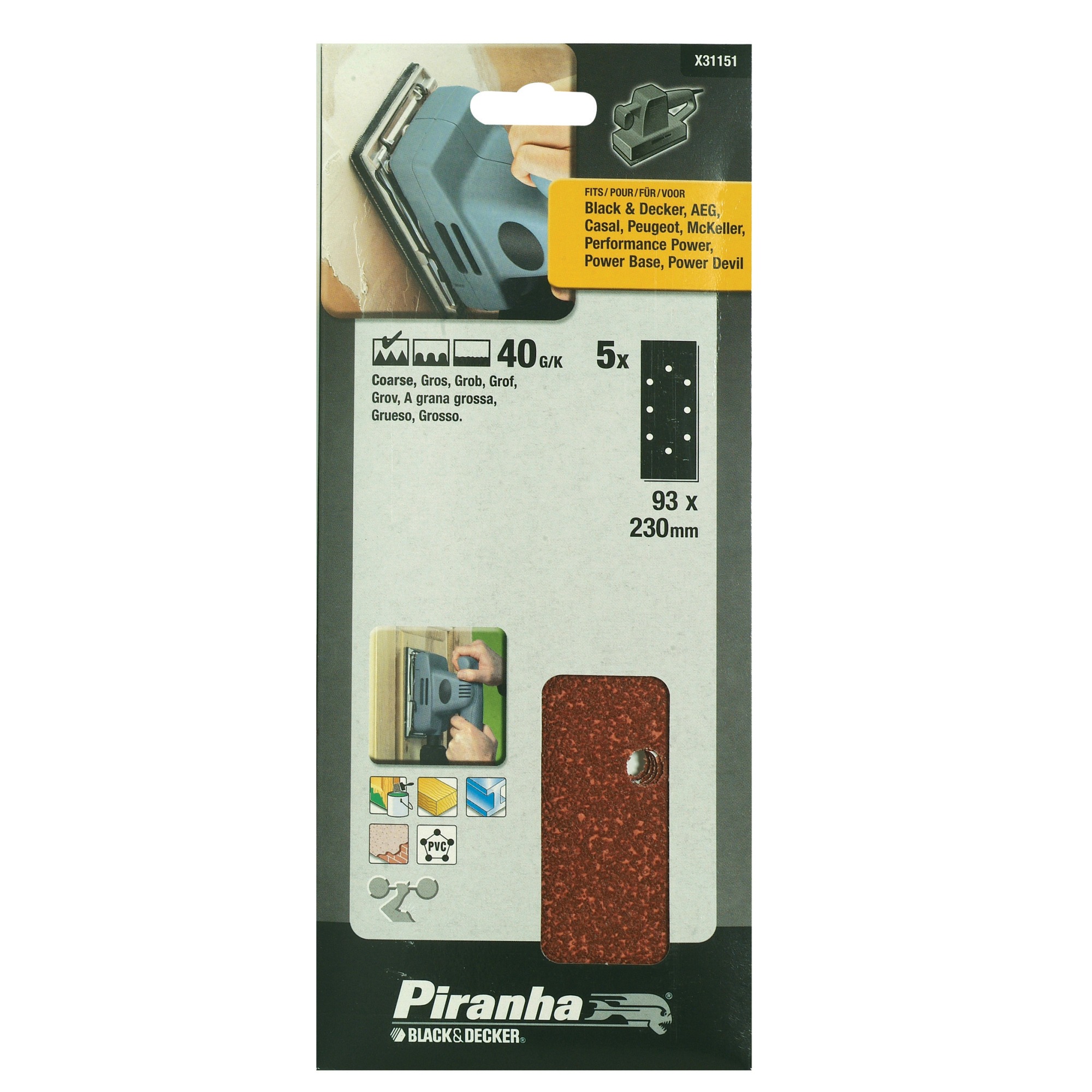 Piranha Schuurstrook K40 230X93 Mm 5 Stuks X31151 piranha kopen in de aanbieding