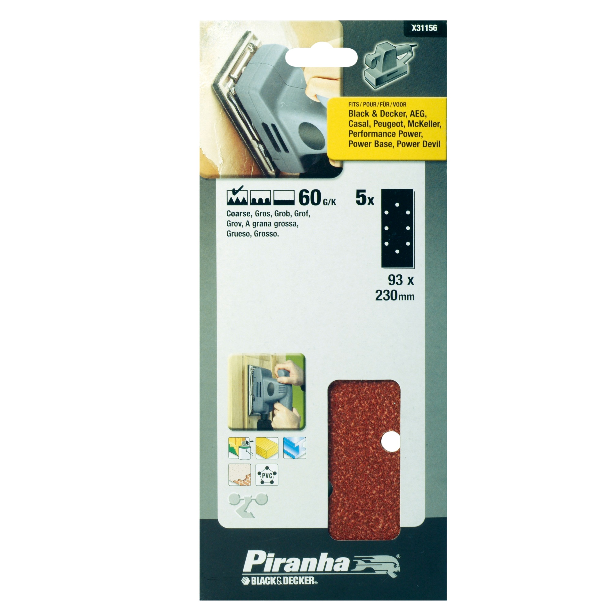 Piranha Schuurstrook K60 230X93 Mm 5 Stuks X31156 piranha kopen in de aanbieding