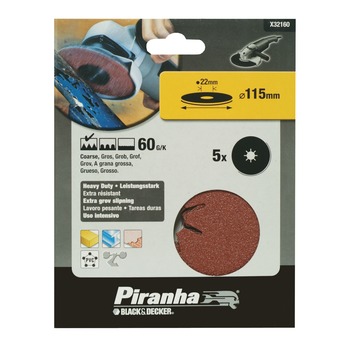 Piranha schuurschijf haakse slijper K60 115x22 mm 5 stuks X32160