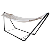 Hangmat met standaard beige 300 x 80,5 x 110 cm