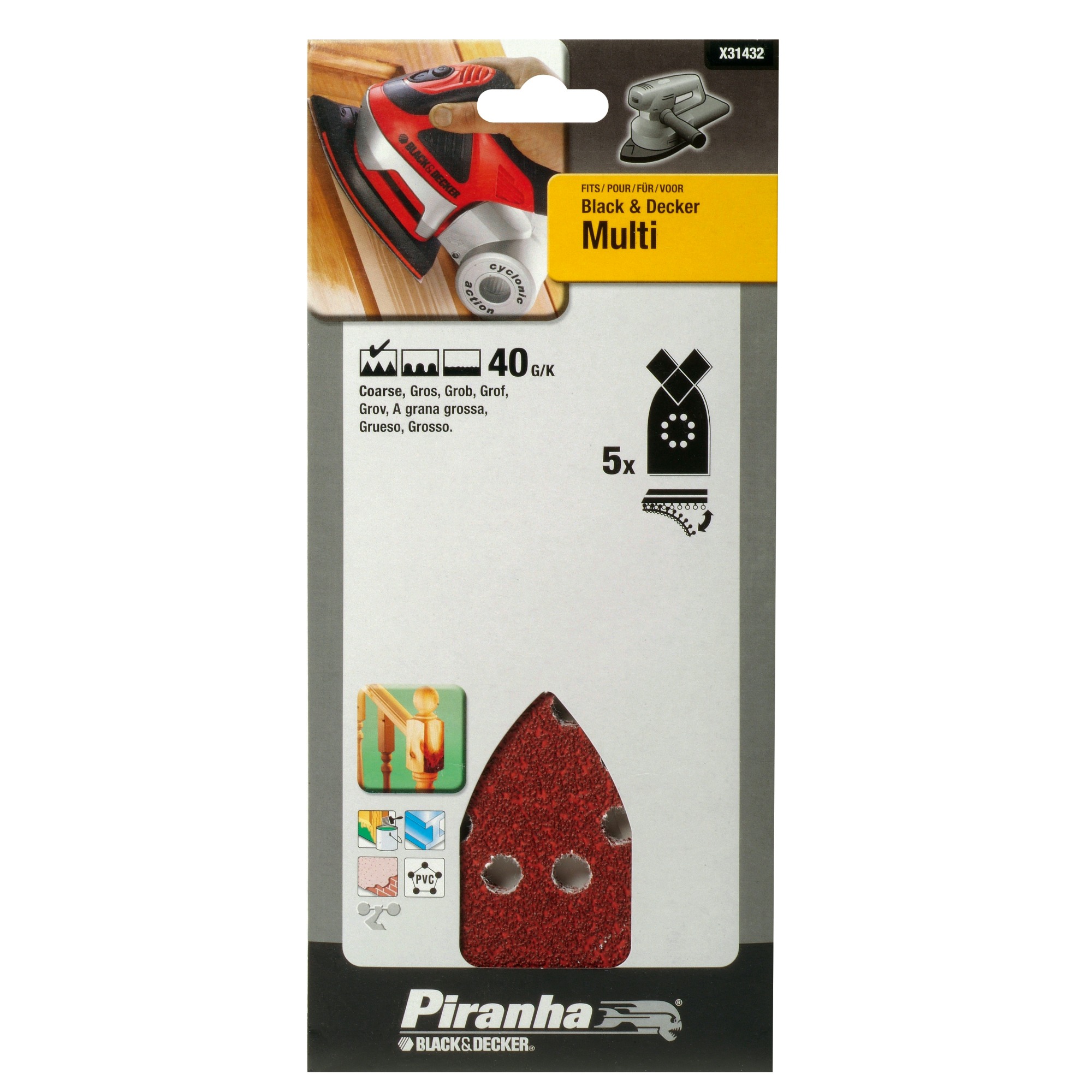 Piranha Multischuurstroken K40 170X100 Mm 5 Stuks X31432 piranha kopen in de aanbieding