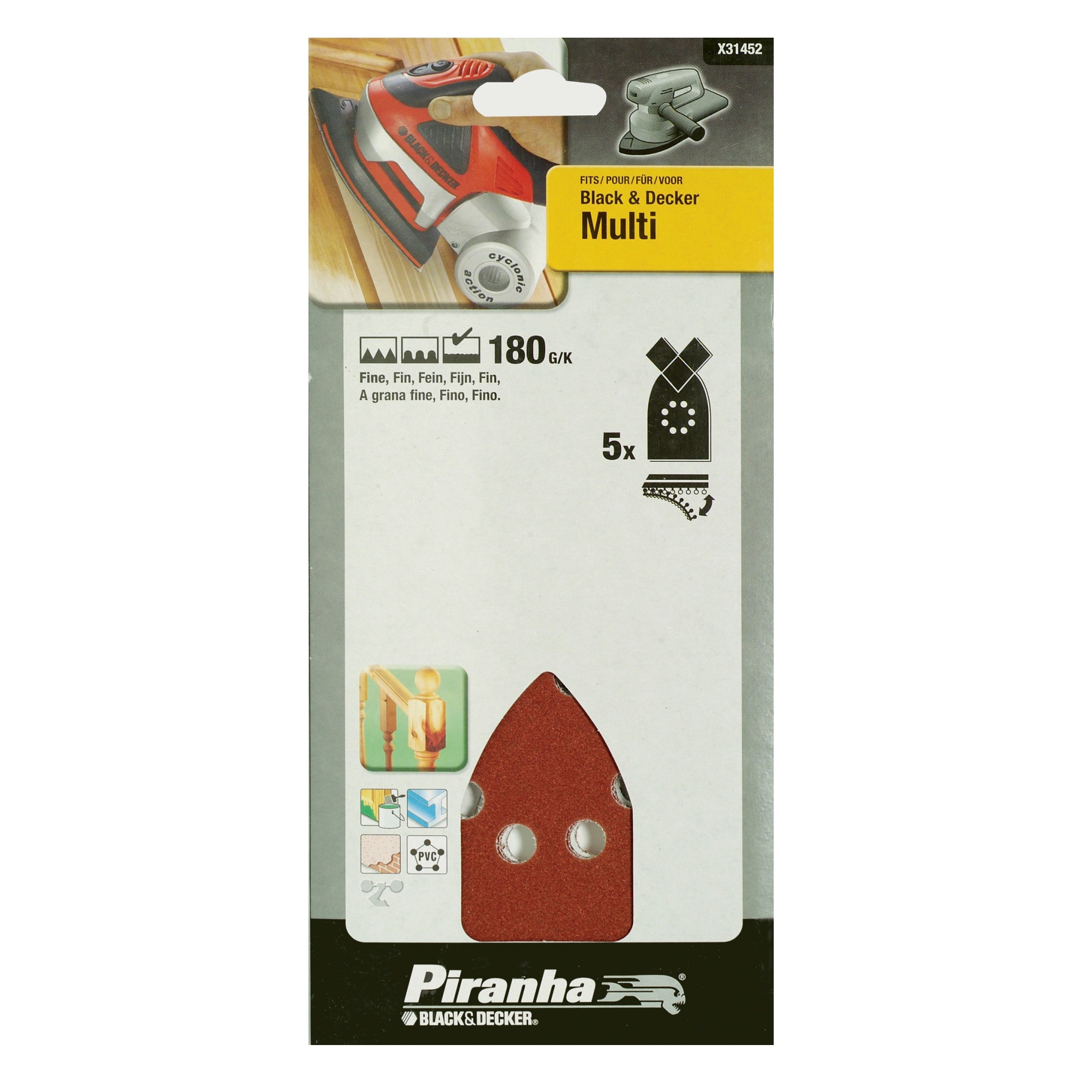 Piranha Multischuurstroken K180 170X100 Mm 5 Stuks X31452 piranha kopen in de aanbieding