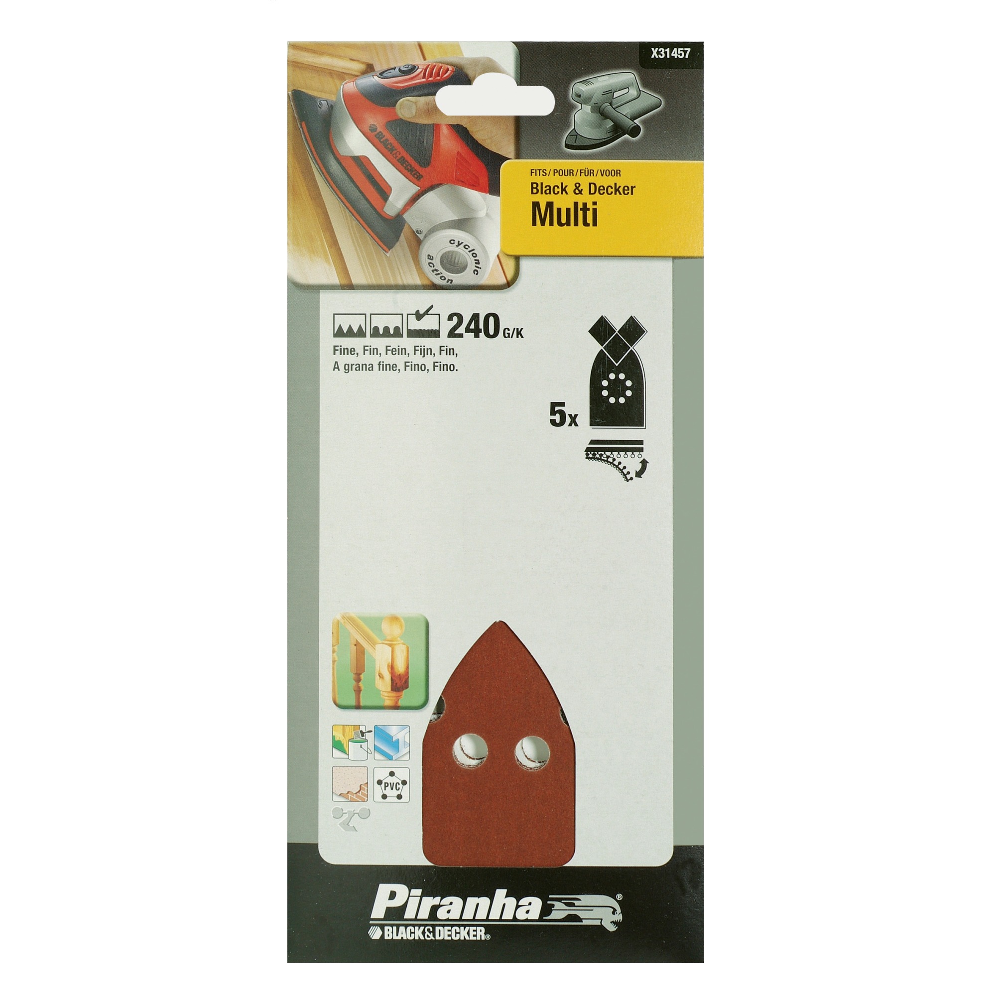 Piranha Multischuurstroken K240 X31457 170X100 Mm 5 Stuks piranha kopen in de aanbieding