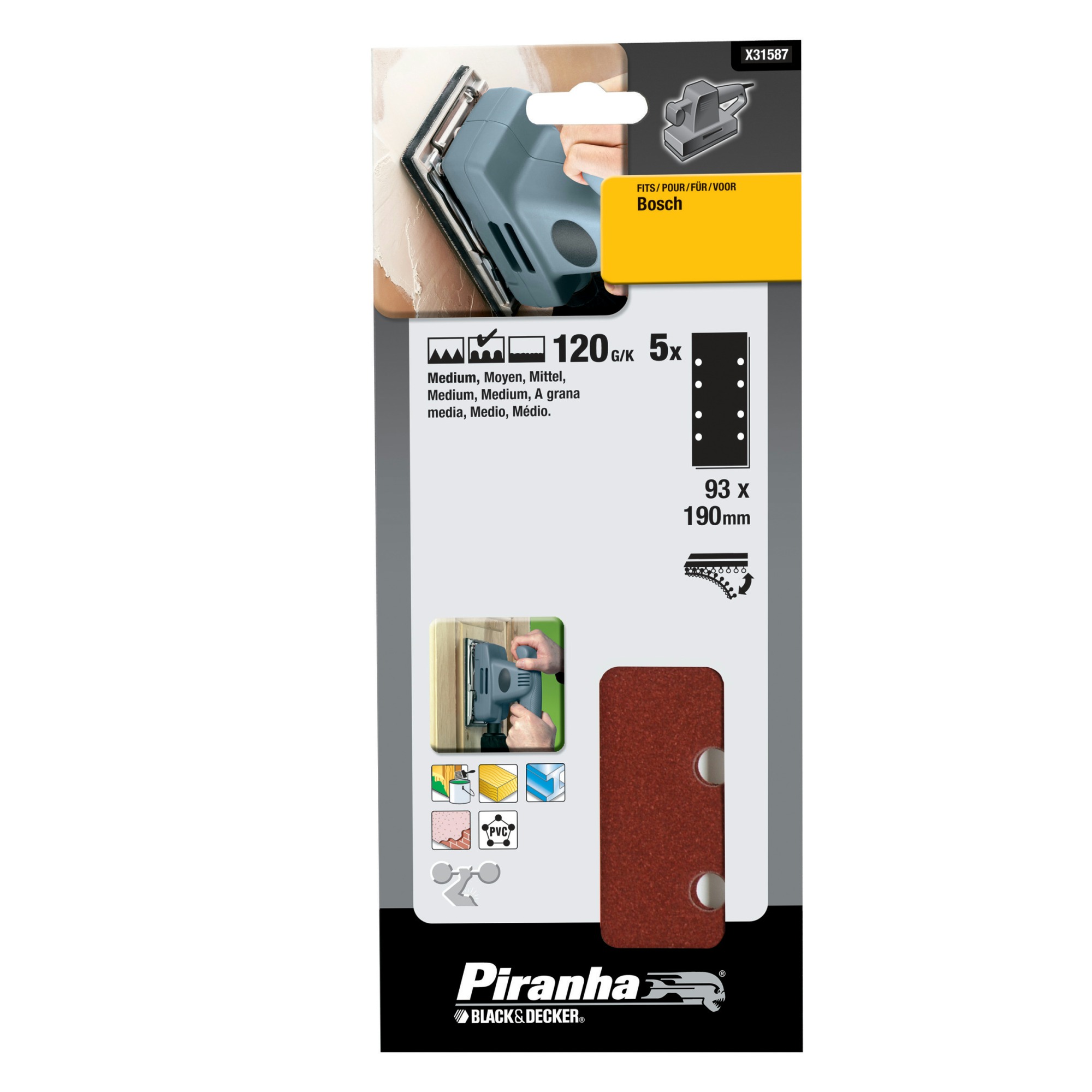 Piranha Schuurstrook K120 187X93 Mm 5 Stuks X31587 piranha kopen in de aanbieding