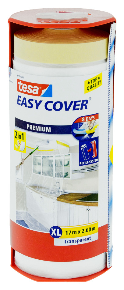 Tesa Easycover Afdekfolie Premium 17X26 Meter Transparant In Dispenser tesa kopen in de aanbieding