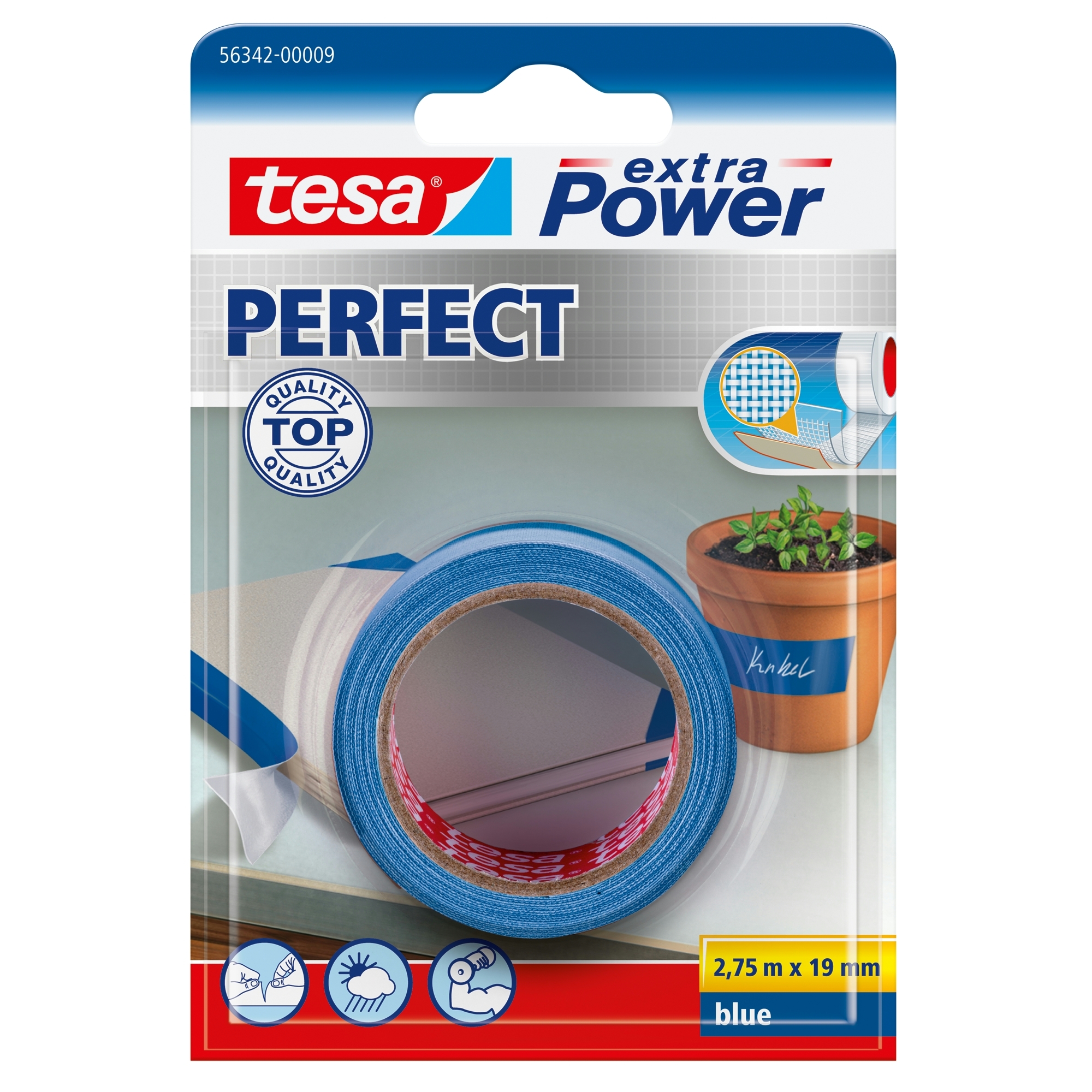 Tesa Extrapower Perfect Textieltape 19 Mm 27 Meter Blauw tesa kopen in de aanbieding