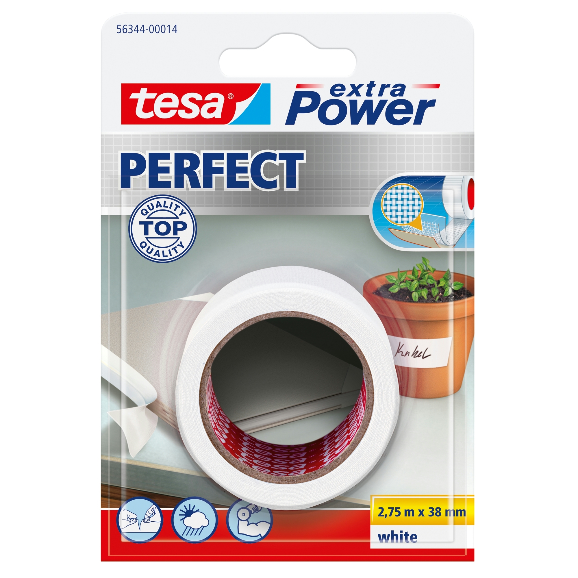Tesa Extrapower Perfect Textieltape 38 Mm 275 Meter Wit tesa kopen in de aanbieding