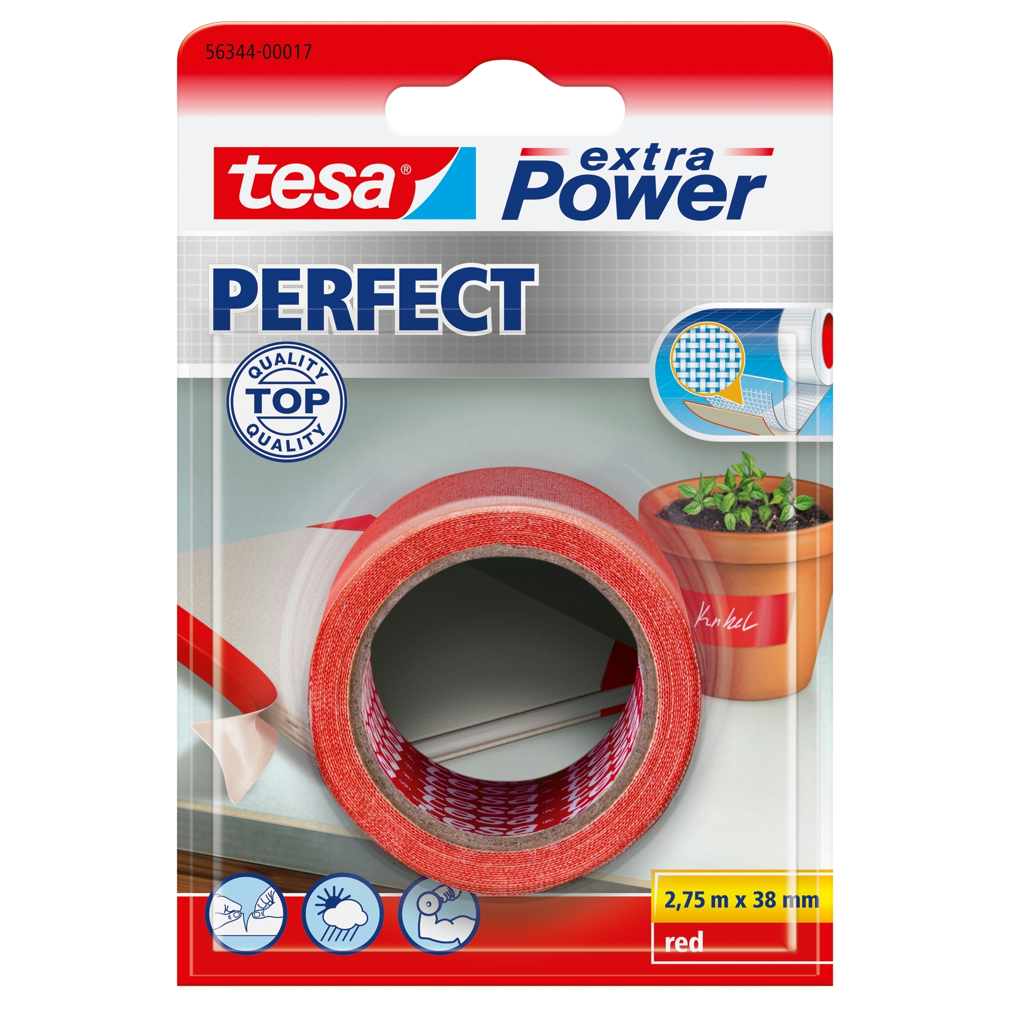 Tesa Extrapower Perfect Textieltape 38 Mm 275 Meter Rood tesa kopen in de aanbieding