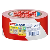 Tesa Signal waarschuwingstape rood met wit 66 m x 50 mm
