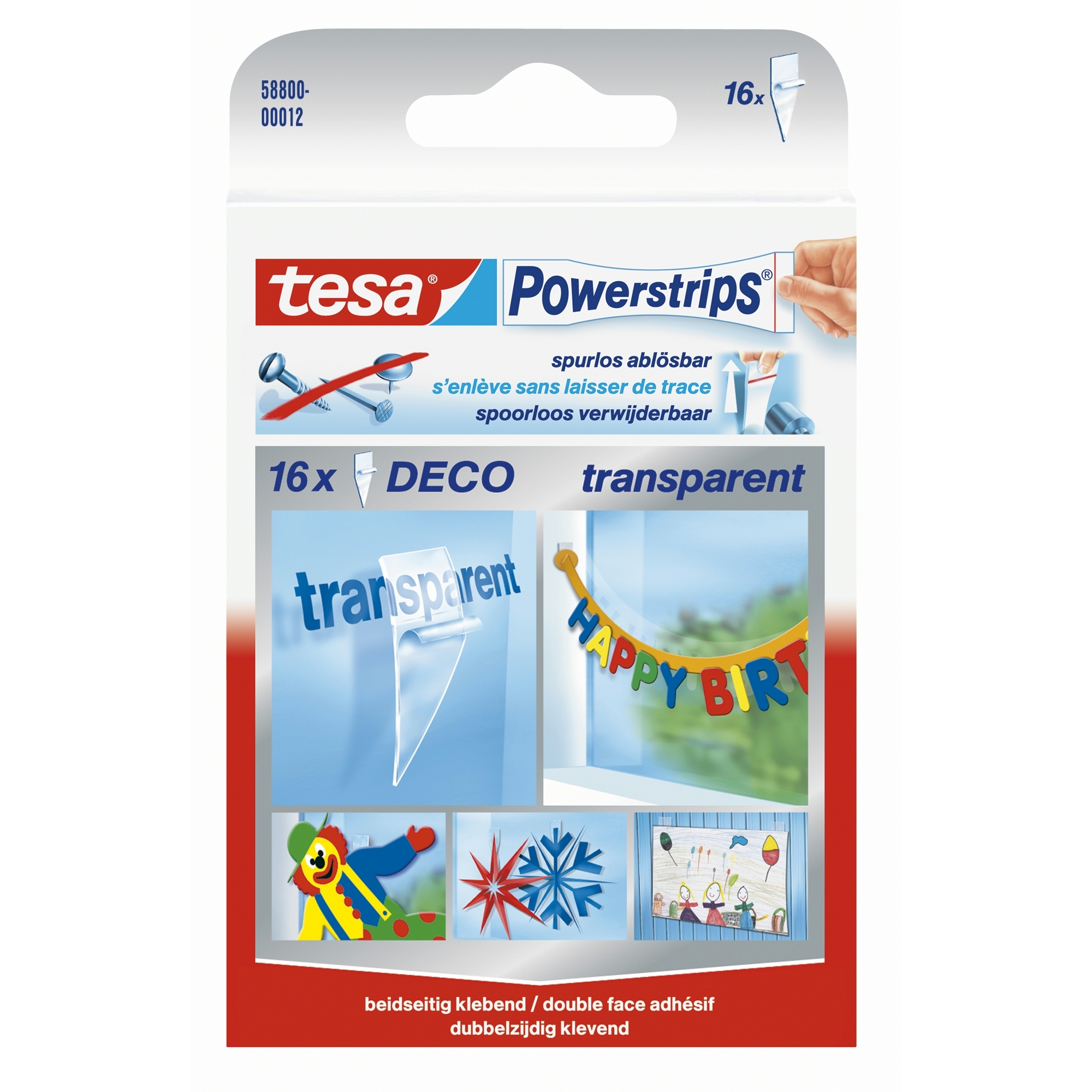 Tesa Powerstrip Deco Strip Transparant 16 Stuks tesa kopen in de aanbieding