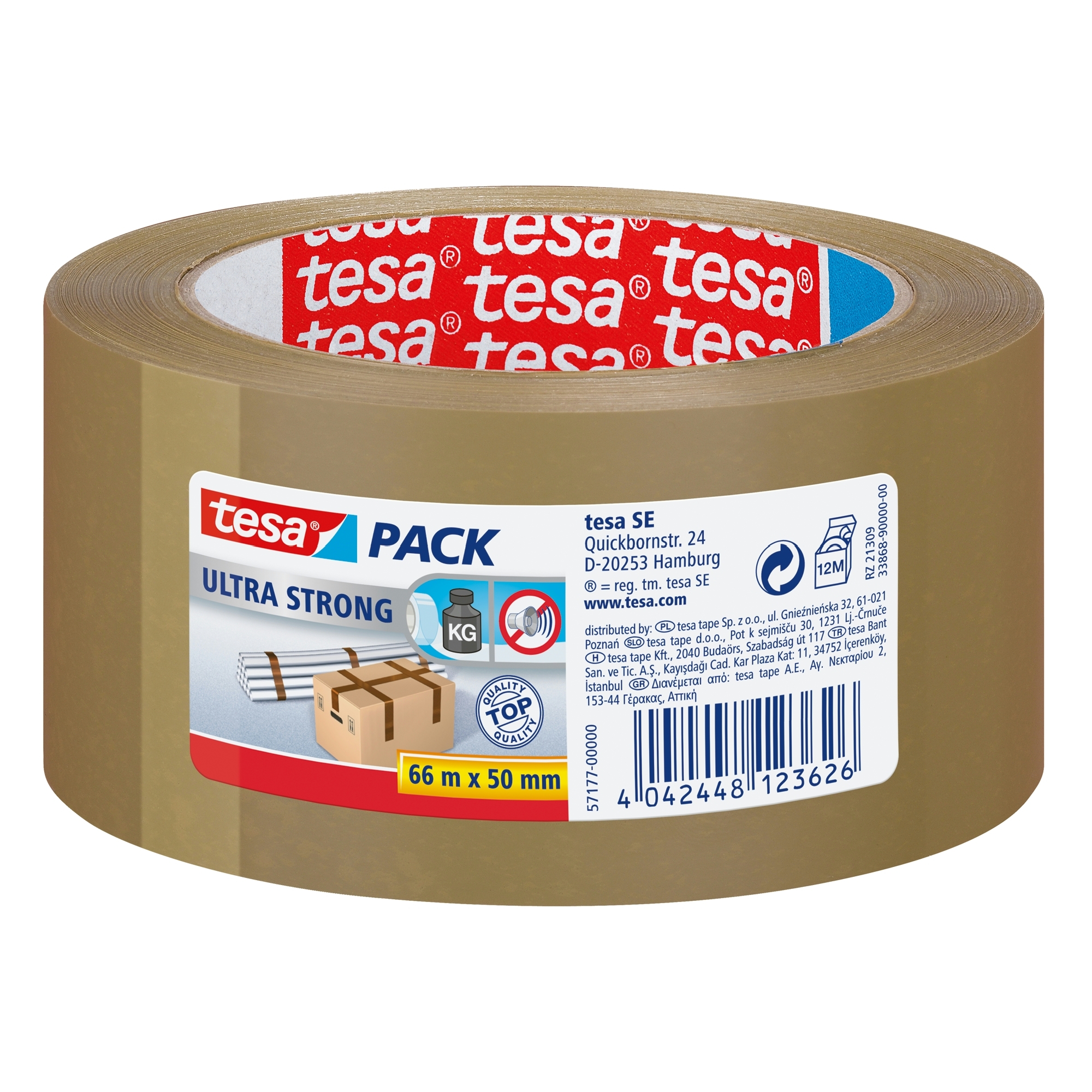 Tesa Verpakkingstape Ultra Sterk Pvc 50 Mm 66 Meter Bruin tesa kopen in de aanbieding