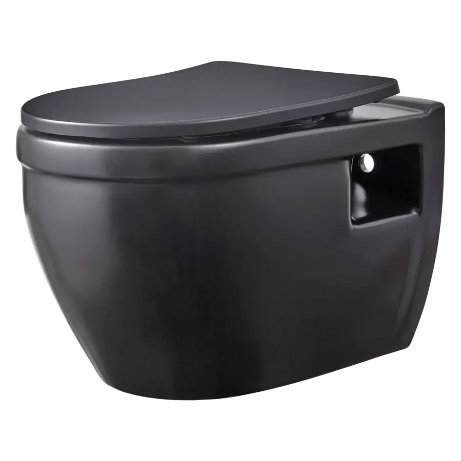 Atlantic hangend toilet Tyler randloos zwart inclusief wc bril