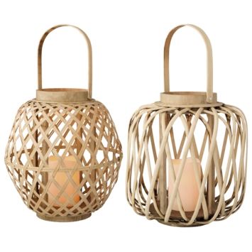 Good&Mojo Vloerlamp Tanami wit bamboe en rotan naturel S