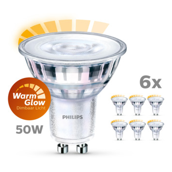 GAMMA | Philips LED spot GU10 50W 6 stuks warmglow dimbaar kopen? alle- lampen