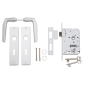 Insteekslot Set dag/nachtslot met aluminium slotplaat incl. kruk Doorn 50mm