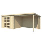 Tuinhuis met overkapping Manuel vurenhout onbehandeld 620 x 309 cm