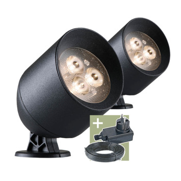 Ludeco tuinspot Laros startersset zwart 2 stuks