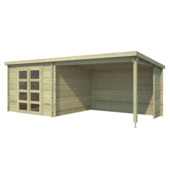 Tuinhuis met overkapping Manuel vurenhout geïmpregneerd 620 x 309 cm