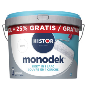 Histor Monodek muurverf wit 10 liter + 25% GRATIS