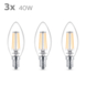 Philips LED kaars E14 40W 3 stuks filament helder niet dimbaar