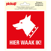 Pickup Pictogram Vinyl 15x15cm Hier waak ik !