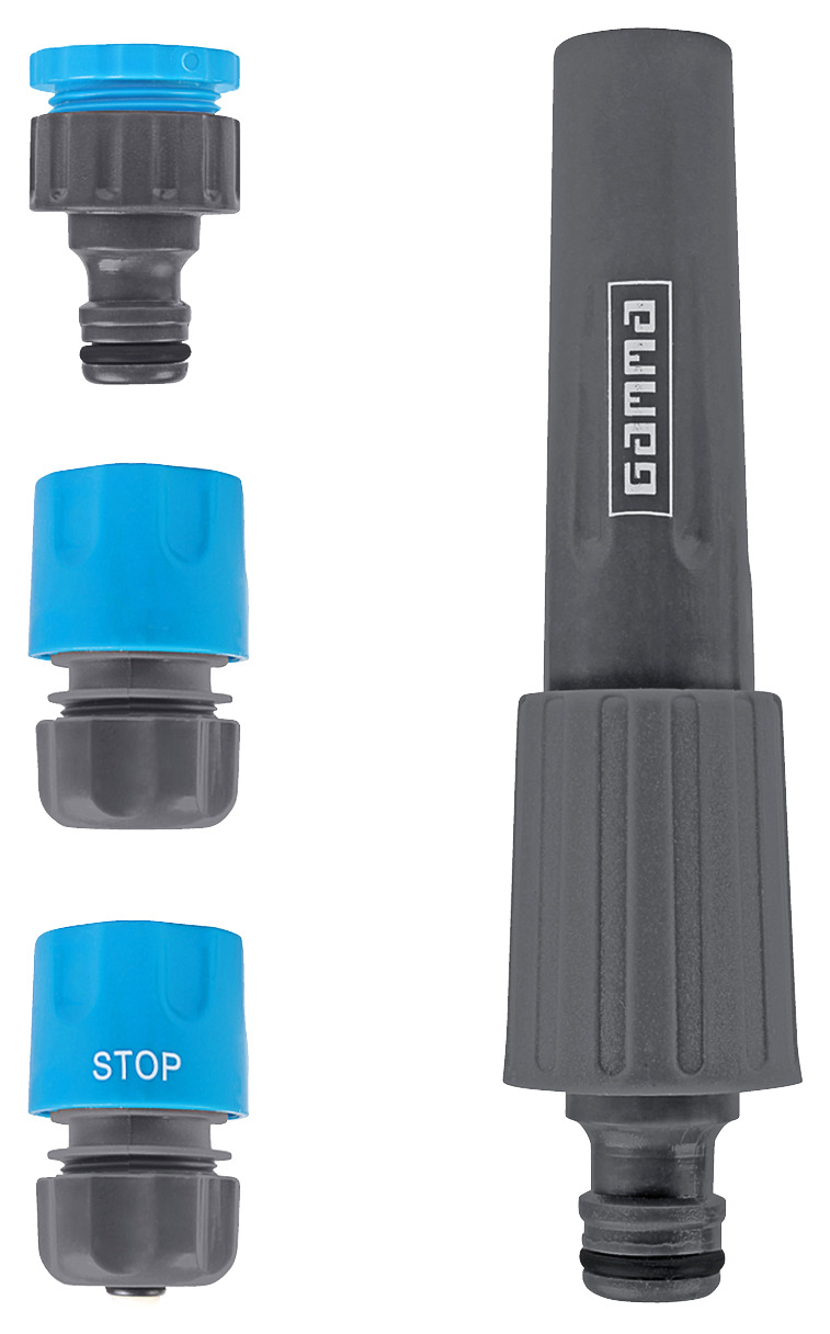 Gamma Sproeiaccessoires Tuinspuitset 4 Delig Grijs Met Blauw gamma kopen in de aanbieding