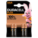 Duracell Batterij AAA Alkaline Plus 4 stuks