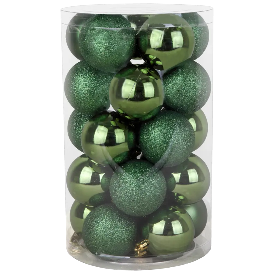 Christmas Goods kerstballen mix kunststof 25 stuks dennengroen Ø 16 cm